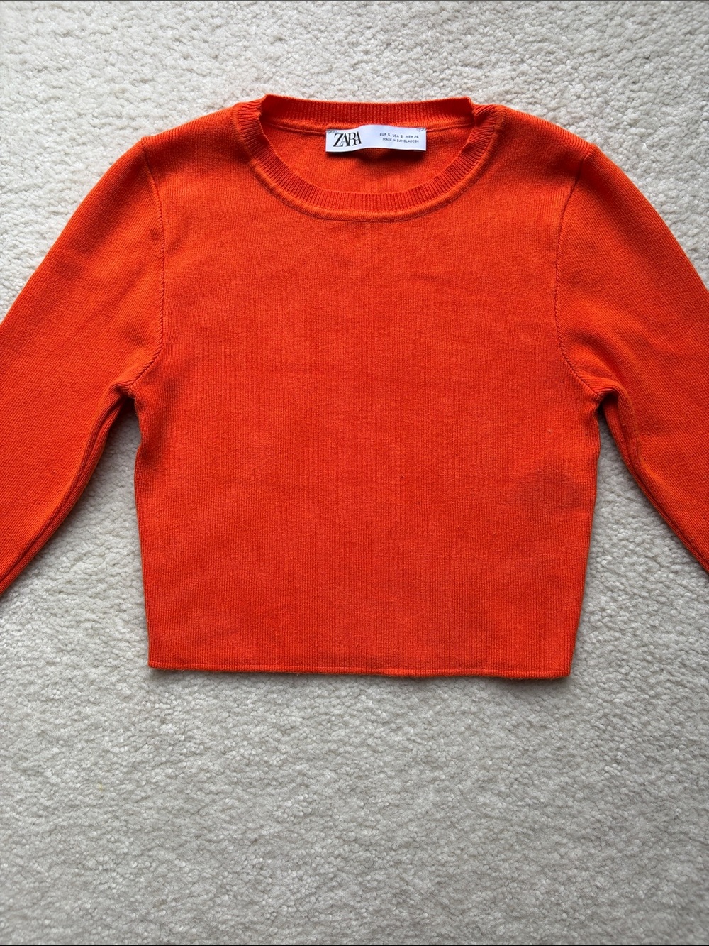 Orange Zara Long Sleeve Crop Top